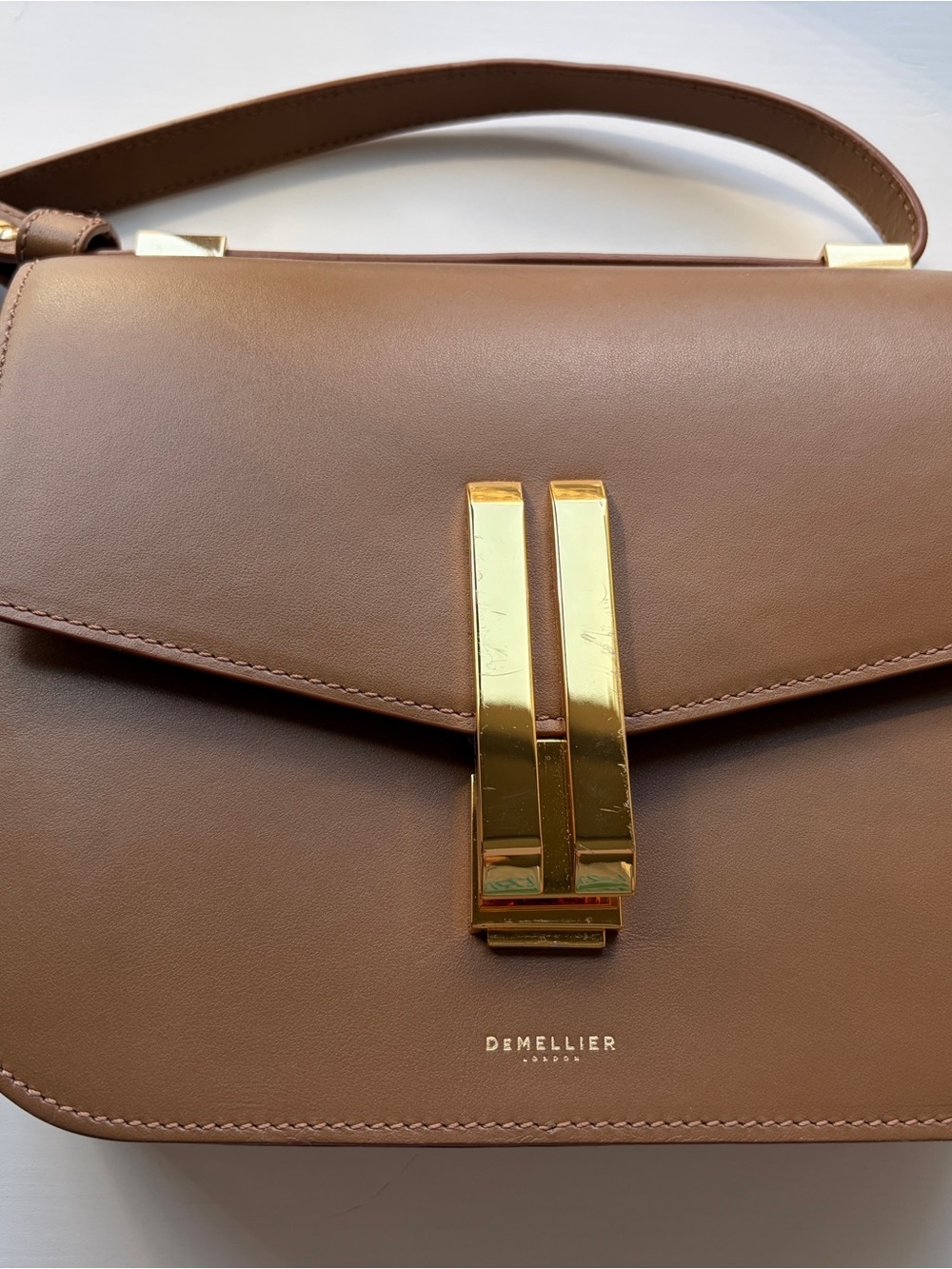 DeMellier The Vancouver Taupe Leather Crossbody Bag